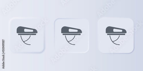 Grey Bicycle helmet icon isolated on grey background. Extreme sport. Sport equipment. Set icons in square buttons. Vector