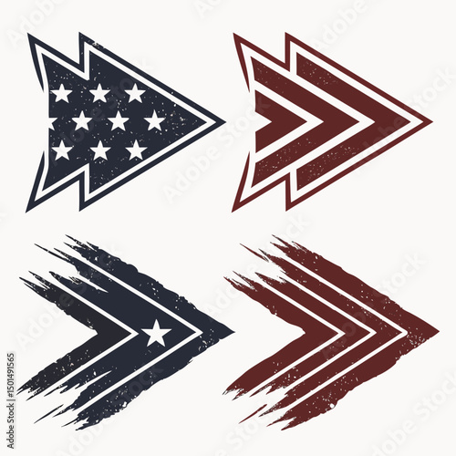 Distressed arrow graphics set patriotic usa theme design elements