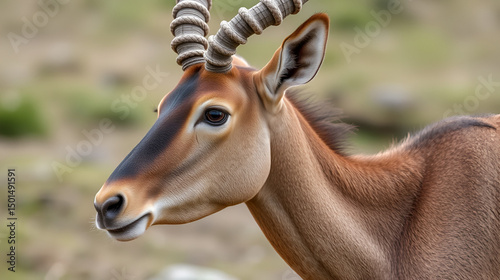 Portrait of an onager, also known as hemione or Asiatic wild ass, is a species of the family Equidae native to Asia