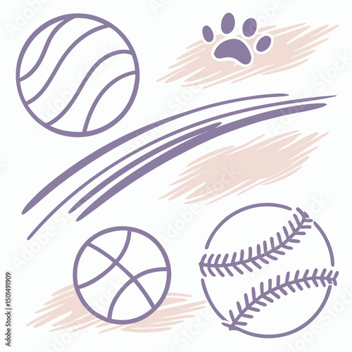 Playful pet balls abstract design pastel colors