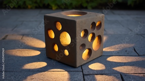 Summer Solstice: Handcrafted clay luminaria with sun-inspired cutouts casting