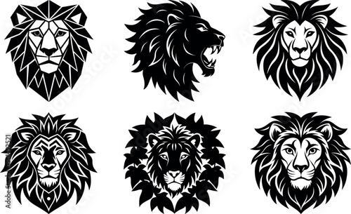Lion head Silhouette set 