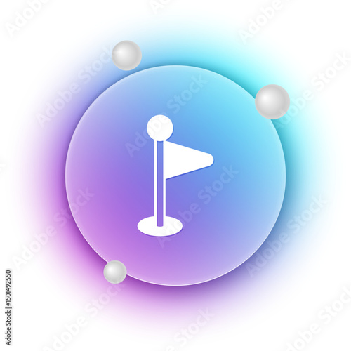 White Flag icon isolated on white background. Location marker symbol. Blue and purple gradient circle background. Vector
