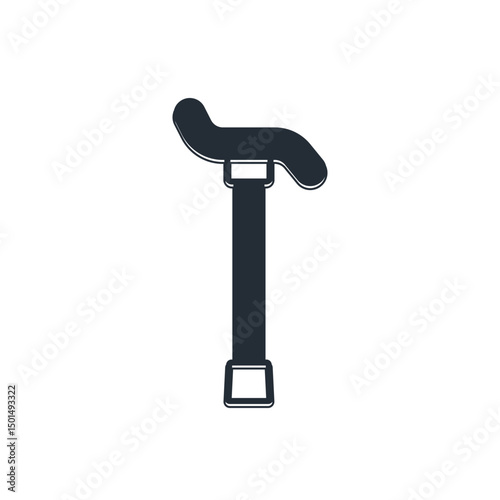 Black Walking stick cane icon isolated on white background. Vector