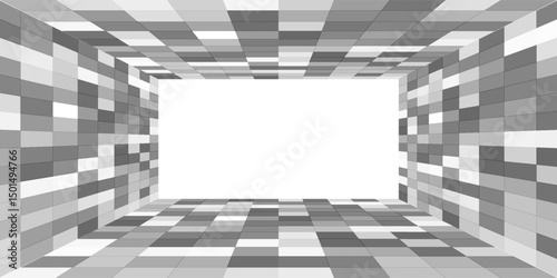 Fototapeta Naklejka Na Ścianę i Meble -  3D wireframe room colorful on dark background. Abstract perspective grid. Vector illustration.