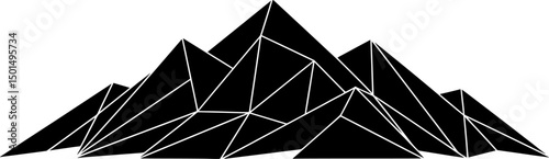 Abstract Mountain Range Icon with Geometric Shapes
