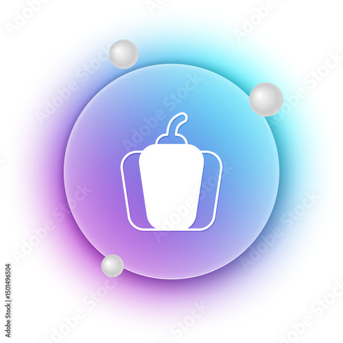 White Bell pepper or sweet capsicum icon isolated on white background. Blue and purple gradient circle background. Vector
