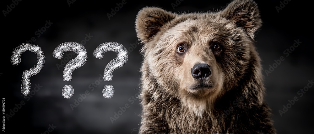 Obraz premium Bear Questioning Dark Background