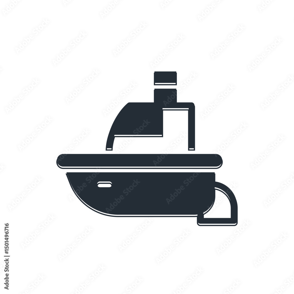 Black Toy boat icon isolated on white background. Vector Black Toy boat icon isolated on white background. Vector
