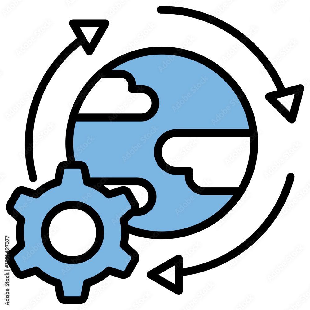 Obraz premium Globalization Blue Black Icon