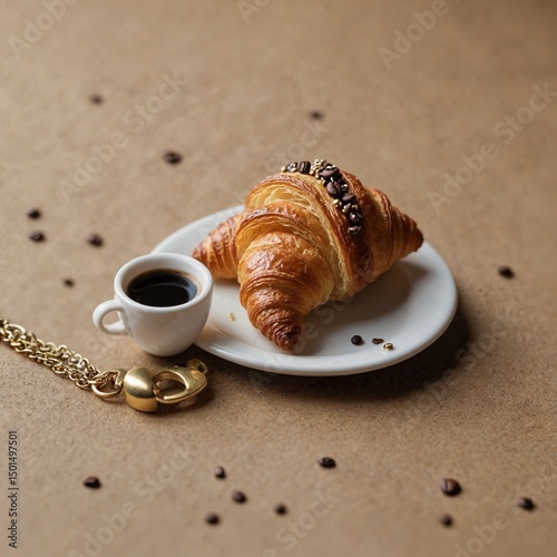 cup of coffee and croissant