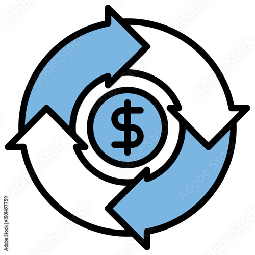 Business Cycle Blue Black Icon