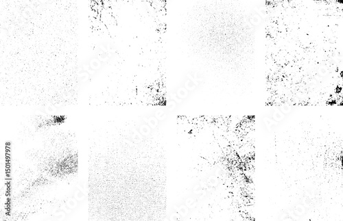Black and White Grunge Texture Collection Featuring Abstract Patterns and Distressed Effects on Aged Paper Backgrounds