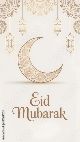 Eid Mubarak Celebration Background with Lanterns