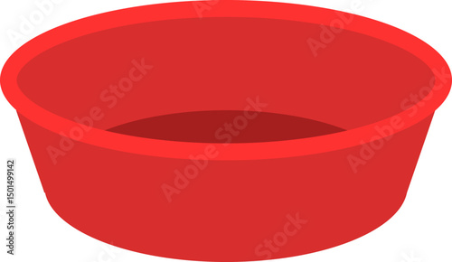 Empty red plastic washbasin flat stock vector illustration.
Red water container isolated.
Large red basin.
Transparent background.
