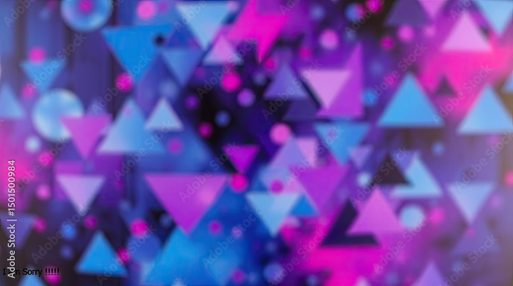 A blurred background with triangles and circles in shades of purple, blue, and pink colors A blurred background with triangles and circles in shades of purple, blue, and pink colors