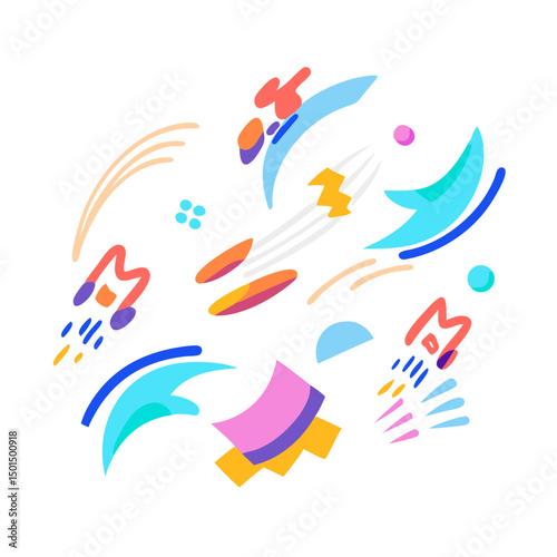 Abstract colorful shapes design element isolated on white background