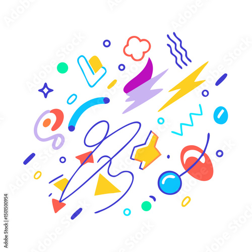 Abstract colorful shapes design elements isolated on white background
