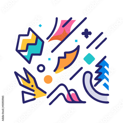 Abstract colorful geometric shapes design element isolated on white
