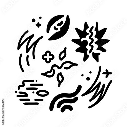 Abstract vector silhouette design with clean crisp edges for design projects