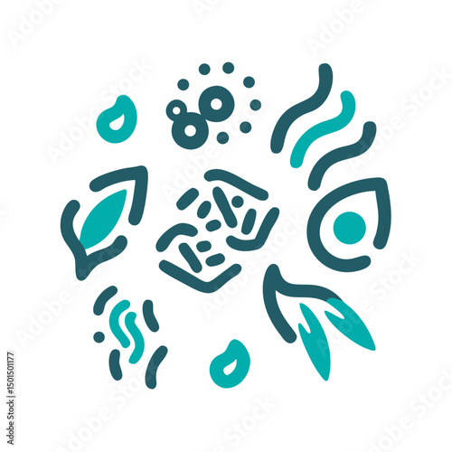Abstract teal design elements isolated on white background ready for design projects