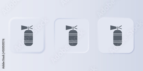 Grey Fire extinguisher icon isolated on grey background. Set icons in square buttons. Vector