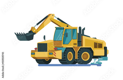 Realistic telehandler vector artwork for construction vehicle

