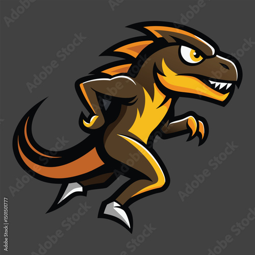 Raptor dinosaur mascot logo with sleek predatory design vector illustration
