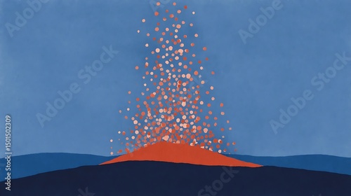 Summer SolSummer Solstice: Abstract bonfire embers rising against twilight blue sky