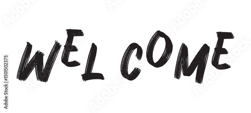 Welcome written in brush script font. Vector Illustration.