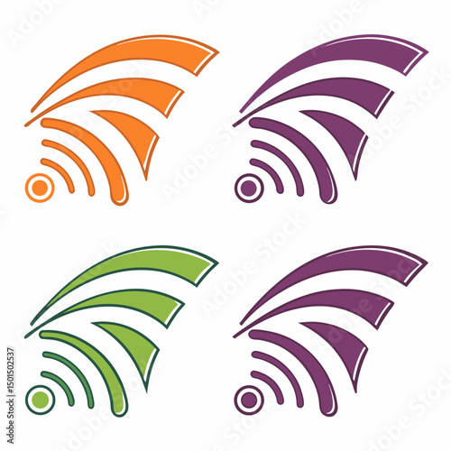 Colorful wifi signal icons wireless network connection technology