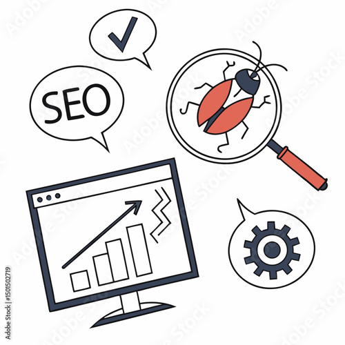 Seo optimization bug fixing website analysis growth chart