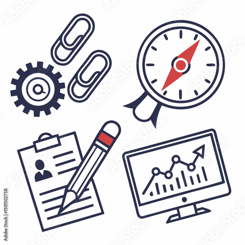 Business strategy planning icons teamwork collaboration success