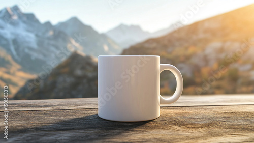 Wallpaper Mural empty white coffee mug mockup with mountain background Torontodigital.ca