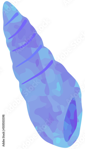 細い巻貝のイラスト 貝殻 紫色 ベクター素材