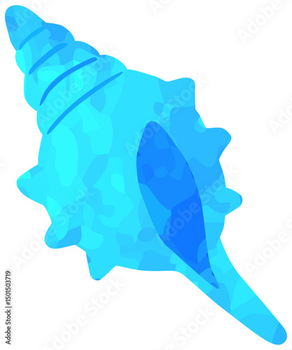 巻貝のイラスト 貝殻 青色 ベクター素材