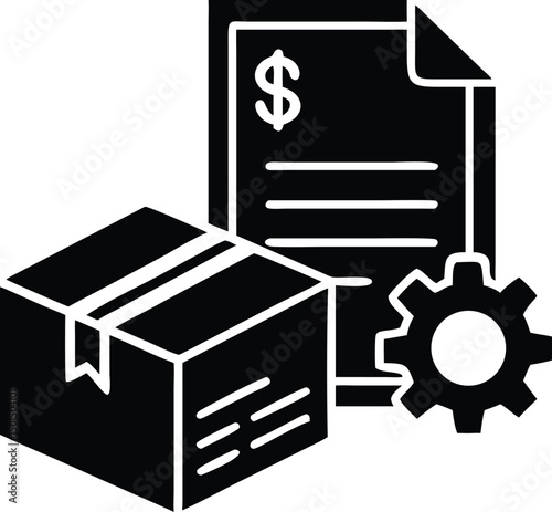 Package invoice processing and management system, Illustration depicting the process of managing and processing invoices related to package delivery