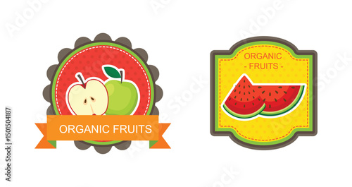 Set Vegetables and fruits funny stickers