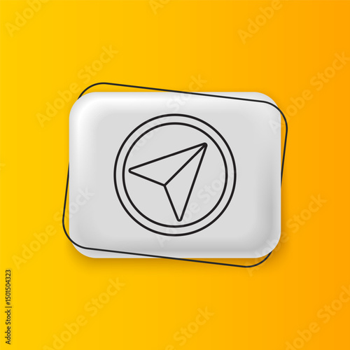 Black Infographic of city map navigation icon isolated on yellow background. Interface concept design. Geolocation concept. Silver rectangle button. Vector