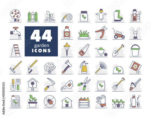 Gardening and Planting isolated vector icons set