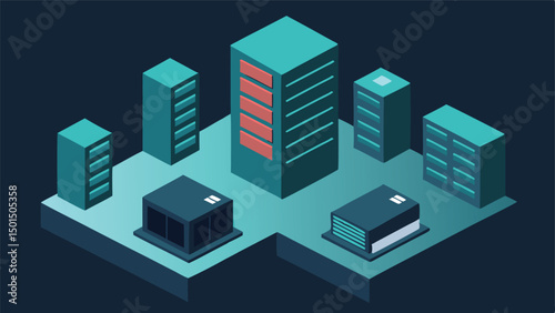 Server Room Isometric Vector Illustration.