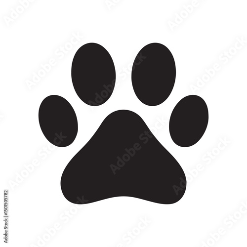 Pet Paw Print Icon, Flat Dog or Cat Paw Symbol for Animal Apps and Websites on White Background