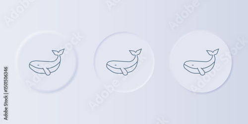 Grey Whale icon isolated on grey background. Set icons in square buttons. Vector