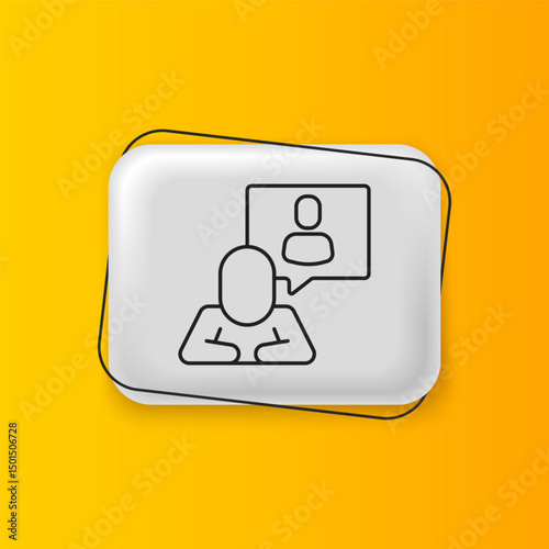 Black Head hunting icon isolated on yellow background. Business target or Employment sign. Human resource and recruitment for business. Silver rectangle button. Vector