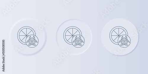 Grey Genetically modified citrus fruit icon isolated on grey background. Orange in a cut. Healthy lifestyle. GMO fruit. Set icons in square buttons. Vector