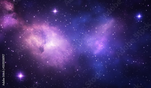 Starry Night Sky with Nebula and Stars