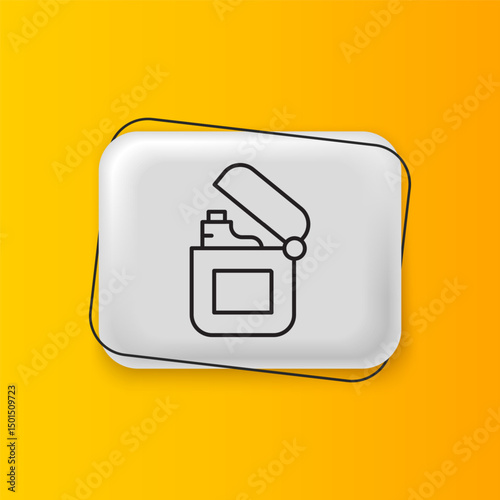 Black Lighter icon isolated on yellow background. Silver rectangle button. Vector