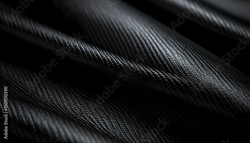 Black Fabric Texture with Subtle Waves and Glimmering Details