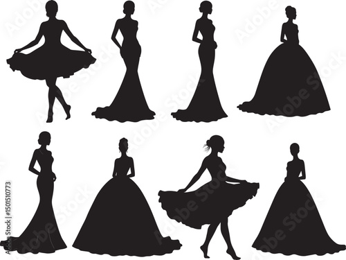 Princesses and brides collection vector illustration