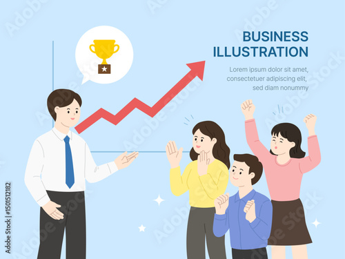 Business achievement presentation and team celebration